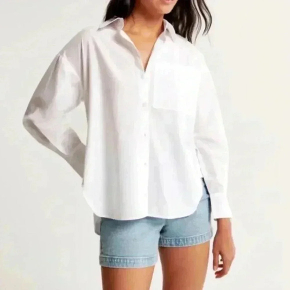 Abercrombie & Fitch Button Front Oversized Shirt Brown - Picture 1 of 6